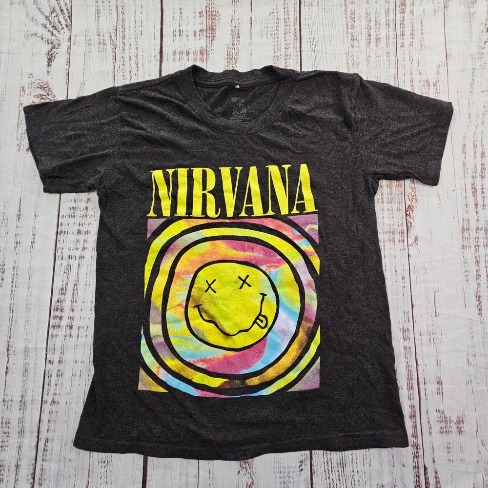 Nirvana Logo Gray Short Sleeve Cotton‎ Blend T-Shirt Adult XS